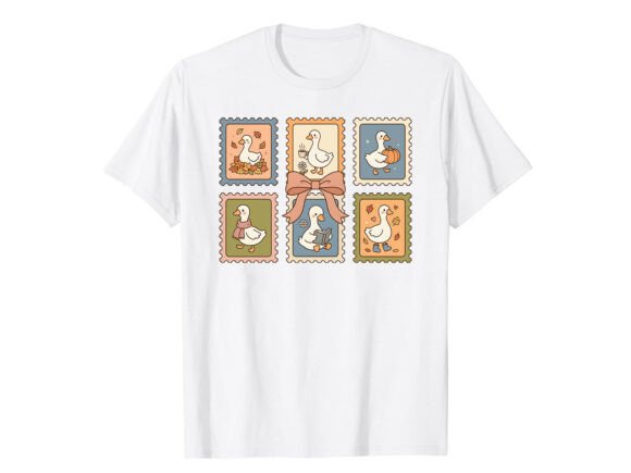 Cute Goose Stamp Art Fall T-Shirt: A Designer’s Review