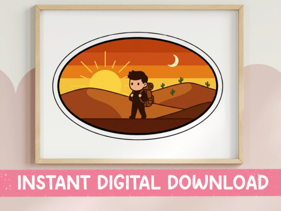 Review: Cute Kawaii Desert Hiker Sunset Badge