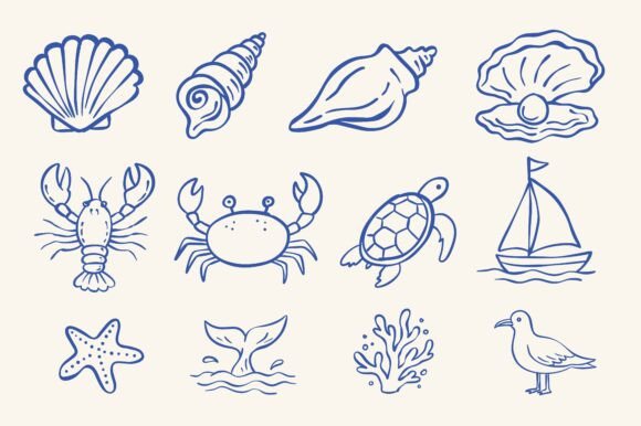 Review: Hand Drawn Sea Life Doodle Set Design