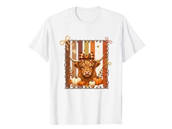 Review: Highland Cow Pumpkin Fall T-Shirt Design
